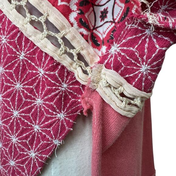 FREE PEOPLE Thunder Road Tee Western Bandana Boho Oversized XS - Picture 7 of 12